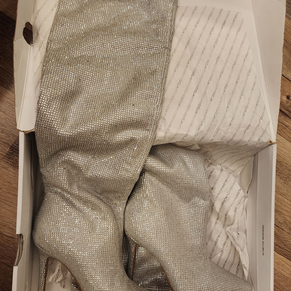 Aldo Silver Heeled Boots